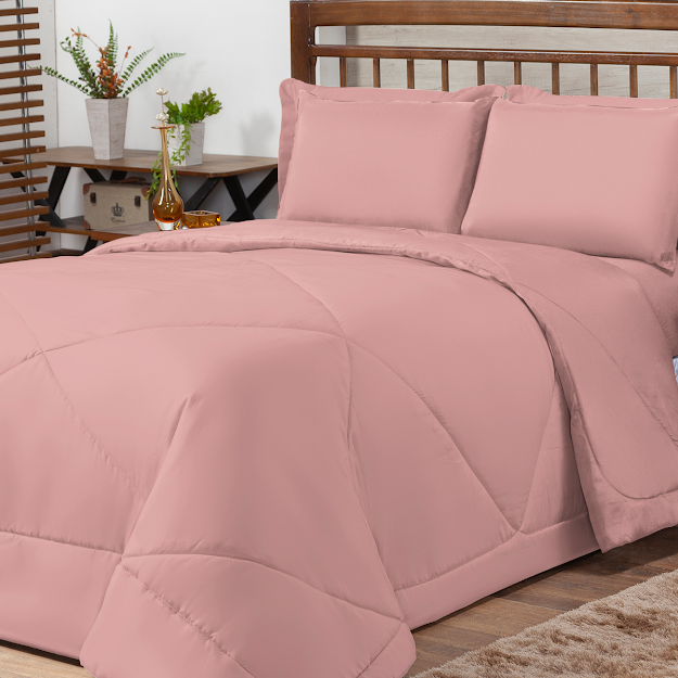 Ver imagem 3 de Kit Edredom Casal Queen 3 Peças Margarida Cama Box:rose