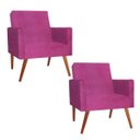 Ver imagem 2 de Kit 2 Poltronas Nina com Rodapé Pés Madeira Pink - Beatriz Decor