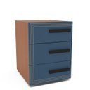 Ver imagem 2 de Mesa de Cabeceira Valência com 3 Gavetas 40x54cm Azul/Freijó 250691