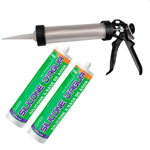 2 Silicone Preto 450g Selante Acrílico Base DÁgua Aplicadora