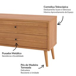 Rack para Tv até 60 Polegadas 2 Gavetas 1 Porta Curve Freijó - Dalla Costa - 4