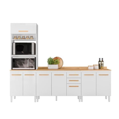 Conjunto de Cozinha Aria Modulado com 8 Portas 2 Gavetas Branco 