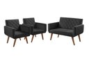 Ver imagem 1 de Conjunto Anabelle 2 Poltronas de 1 Lugar 1 Poltrona 2 Lugares Braço Unidecor Preto