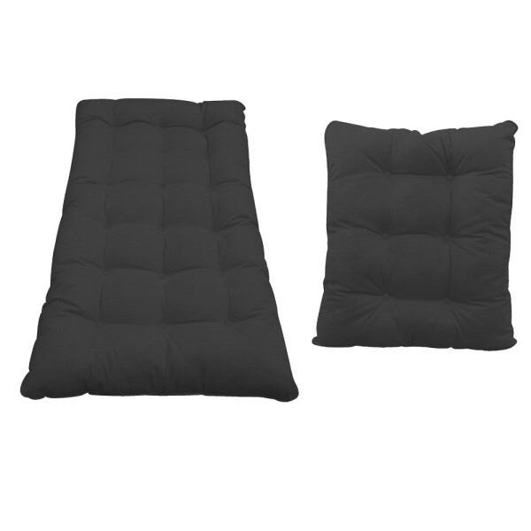 Kit Almofadas para Poltrona e Puff Costela Corano Preto - Amarena Móveis - 1
