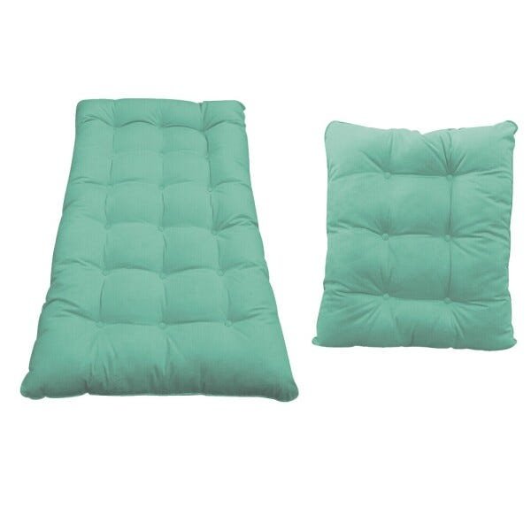 Kit Almofadas para Poltrona e Puff Costela Linho Azul Turquesa - Amarena Móveis - 1