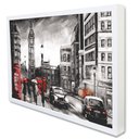 Ver imagem 2 de Quadro Decorativo Cidade Londres - Big Bem Preto, Branco e Vermelho em Moldura Caixa Tacolado Moldur