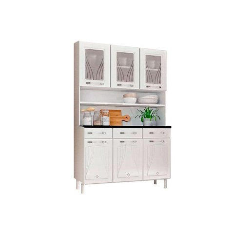 Kit de Cozinha Compacta Star New c/ 6 Portas (3 c/ Vidro) e 3 Gavetas Branco - Telasul