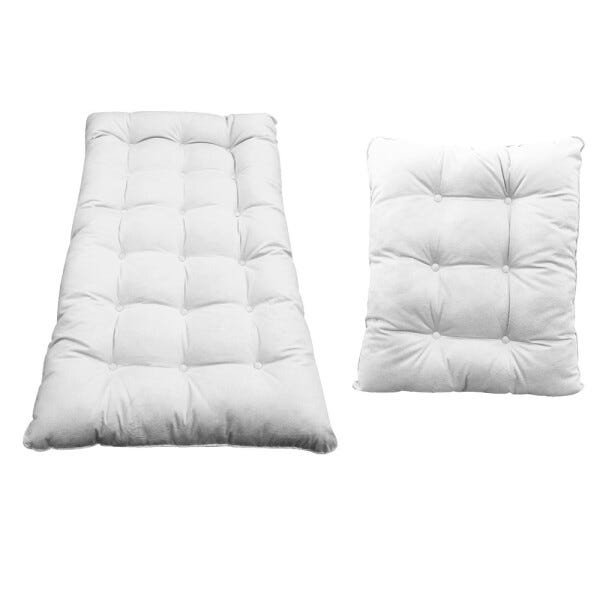 Kit Almofadas para Poltrona e Puff Costela Suede Branco - Amarena Móveis - 1