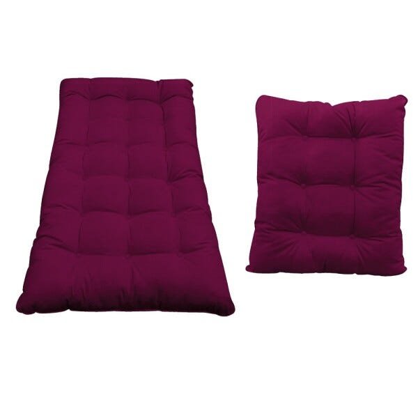 Kit Almofadas para Poltrona e Puff Costela Suede Bordô - Amarena Móveis - 1