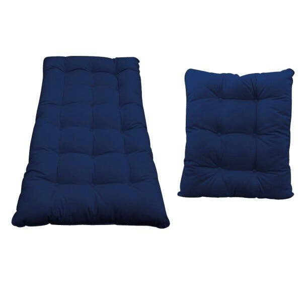 Kit Almofadas para Poltrona e Puff Costela Suede Azul Marinho - Amarena Móveis - 1