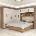 Ver imagem 1 de Guarda-roupa Casal Modulado com Cama Belgrado 11 Portas 6 Gavetas Cinamomo/off White - Panorama Móve