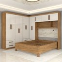 Ver imagem 6 de Guarda-roupa Casal Modulado com Cama Belgrado 11 Portas 6 Gavetas Cinamomo/off White - Panorama Móve