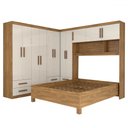 Ver imagem 3 de Guarda-roupa Casal Modulado com Cama Belgrado 11 Portas 6 Gavetas Cinamomo/off White - Panorama Móve