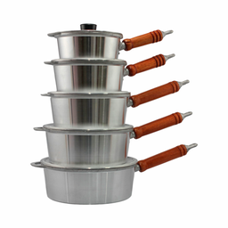 Jogo de 5 Panelas de Aluminio Fundido com Cabo 16 a 24cm - Polido - 1