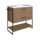 Ver imagem 1 de Gabinete para Banheiro 80cm com Lavatório P1008 Placa e Ponto- Preto/mel