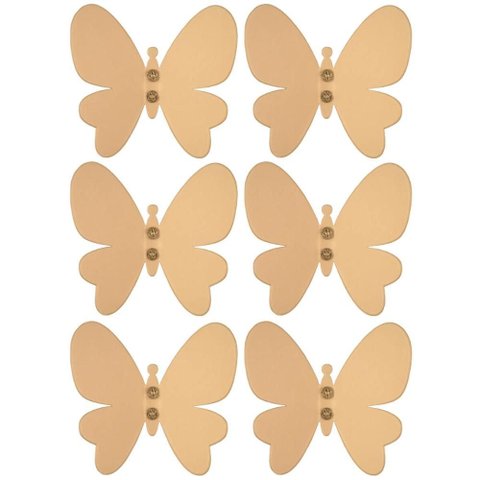 Kit 6 Ganchos Cabideiros Borboleta Dourada Decorar Organizar Closet Quarto Banheiro Masutti