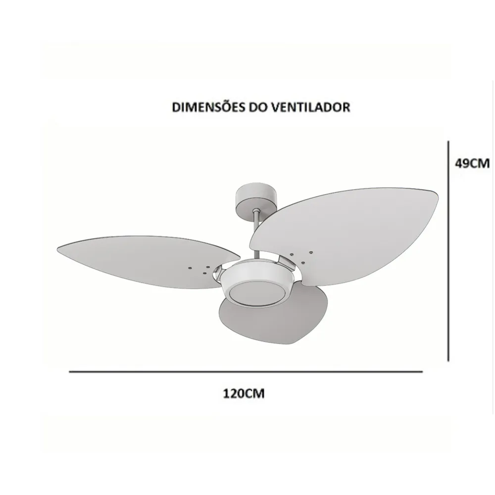 Ventilador de Teto Natuvent Dahlia Led 3 Pás Madeira Imbuia 3000k Branco Quente, Luz Amarela 127v - 6