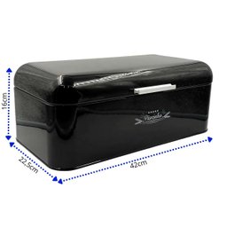 Porta Pão em Metal com Tampa Preto 42cm - 2