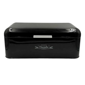 Porta Pão em Metal com Tampa Preto 42cm
