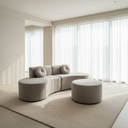 Ver imagem 2 de Sofá Modular Orgânico Monterrey 260cm + Puff Bouclé Cinza Claro