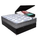 Ver imagem 1 de Cama Box Casal Baú Bege Colchão Ortobom Superpocket Pillow Preto
