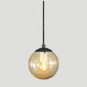 Ver imagem 3 de Pendente Preto C/ Globo de Vidro Âmbar de 14cm + Led 2w