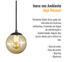 Ver imagem 6 de Pendente Preto C/ Globo de Vidro Âmbar de 14cm + Led 2w