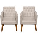 Ver imagem 1 de Kit Clássico 2 Poltronas Cadeira para Sala de Espera Resistente Recepção Pés de Madeira