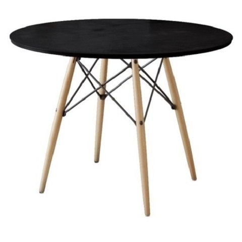 Mesa Eiffel Wood Tampo De Madeira 90 Cm Preto Pés Madeira