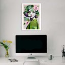Ver imagem 2 de Quadro Arte Menina Mulher - Flores 45x34cm - com Vidro:moldura Preta