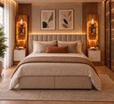 Ver imagem 1 de Kit 2 Mesas de Cabeceira com LED Nicho Torre em MDP 25mm para Quarto - Movelove Jequitiba/Off White