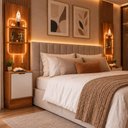 Ver imagem 2 de Kit 2 Mesas de Cabeceira com LED Nicho Torre em MDP 25mm para Quarto - Movelove Jequitiba/Off White