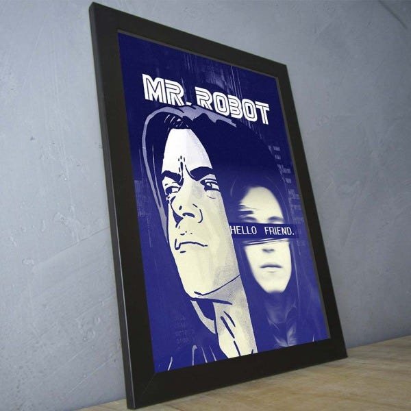 Quadro Série MR. Robot - Elliot Alderson - a4 24x33cm - azul - com vidro - 3
