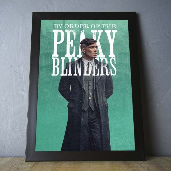Quadro Série Peaky Blinders - Tommy Shelby - 24x33cm - verde - com vidro fosco - 2