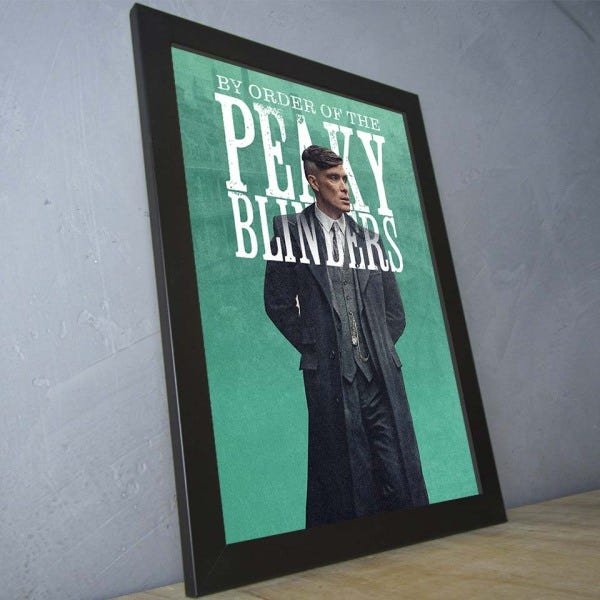 Quadro Série Peaky Blinders - Tommy Shelby - 24x33cm - verde - com vidro fosco - 3