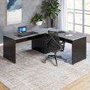 Ver imagem 1 de Mesa L Escritório 190cm X 70cm Pés Painel F5 Office Cor:cinza Sagrado com Preto