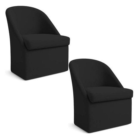 Kit 2 Poltronas Decorativa Malli Veludo - Pallazio Cor:Preto
