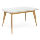 Ver imagem 1 de Mesa Tayla Tampo Vidro Fendi Claro Base Amêndoa 160cm - 69567