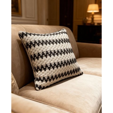 Capa de Almofada Rústica de Algodão Macrame Cru com Marrom