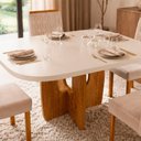 Ver imagem 2 de Sala de Jantar 130x90 Olivia 4 Cadeiras Bom Pastor Base Naturale Cadeiras Bege