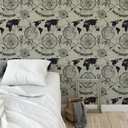 Ver imagem 2 de Papel de Parede Temático Mapa-múndi Fundo Bege - 3,30m