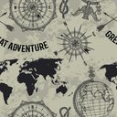 Ver imagem 1 de Papel de Parede Temático Mapa-múndi Fundo Bege - 3,30m