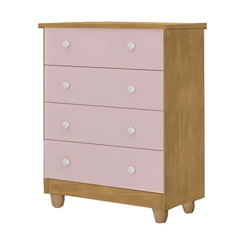 Cômoda Lara em Mdf Premium Compacta com Design Clean:nature/rosa