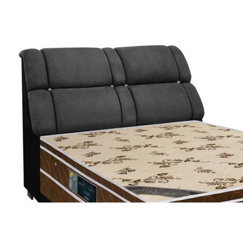 Painel de Cama Box Estofada Queen Imperador Suede Cinza - Simbal