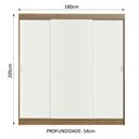 Ver imagem 3 de Guarda-Roupa Casal Madesa Reno 3 Portas de Correr Rustic/Branco Cor:Rustic/Branco