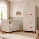 Ver imagem 1 de Berço Mini Cama com Guarda Roupa Apolo MDF Areia Fosco Reller Móveis
