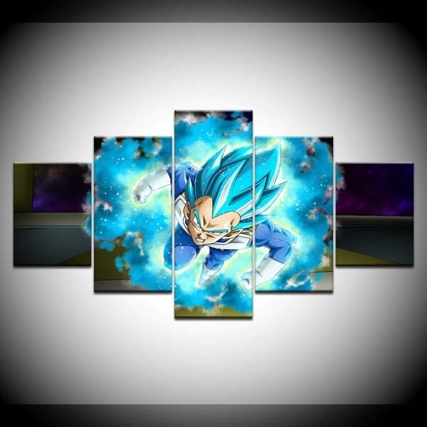 QUADROS DECORATIVOS 5 PEÇAS DRAGON BALL Z VEGETA - 1