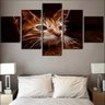 QUADROS DECORATIVOS 5 PEÇAS GATOS DESENHOS GEOMETRICOS - 1