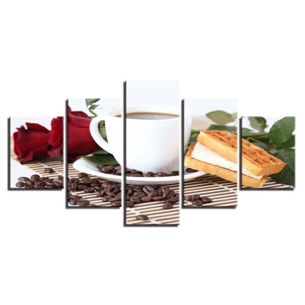 QUADROS DECORATIVOS 5 PEÇAS CAFE DA MANHA PADARIA COZINHA - 1