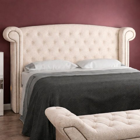 Cabeceira para Cama Box King 237cm Kendi Bouclé Off White - Sallar Home